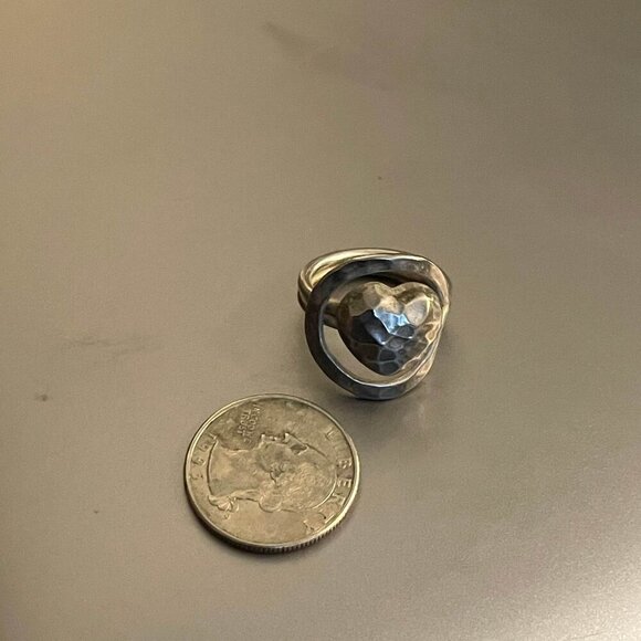 Hammered Heart Ring Silver Tone Size 8 Artsy Artisan Ethnic Love Relationship - Picture 8 of 12